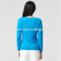 low price knitted long sleeve v neck wool cashmere cable sweater